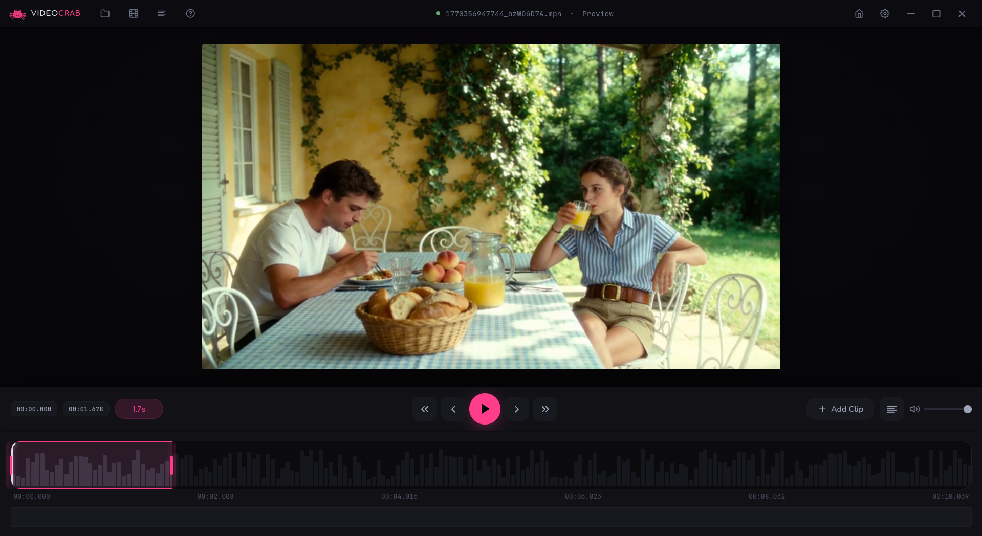 Video editor with waveform timeline